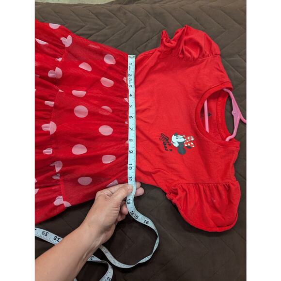Disney Parks Official Minnie Mouse tiered midi red & white dot girls dress S/5 - Picture 7 of 8